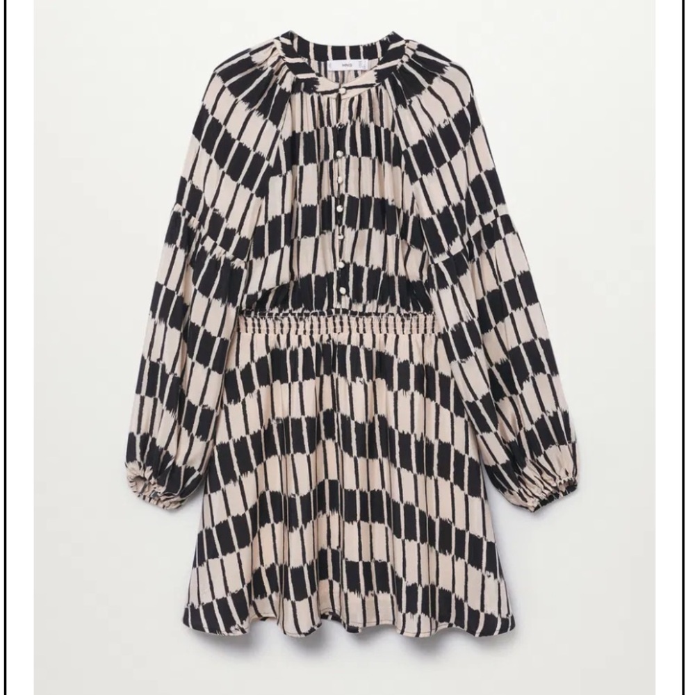 Mango Printed Dress With Balloon Sleeves